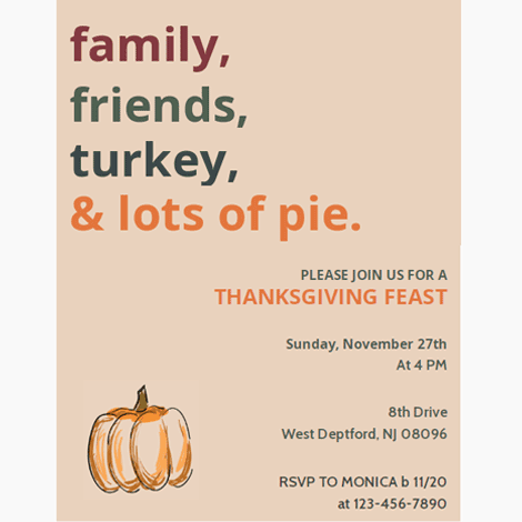 Family and Friends Thanksgiving Invite